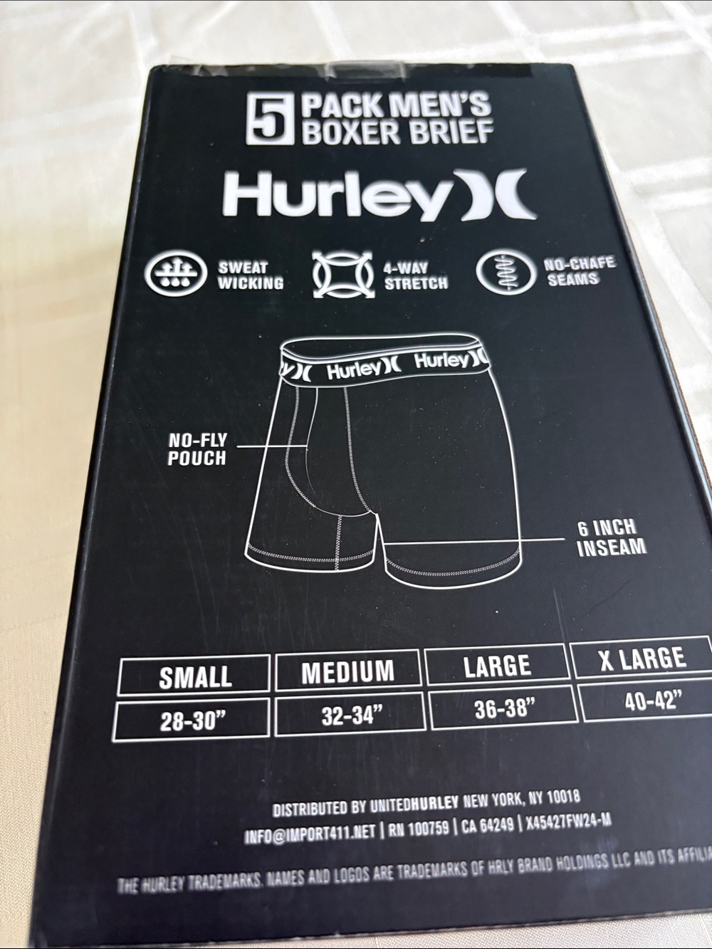 Hurley Men’s 5-Pack Boxer Briefs — Black and Gray - Picture 3 of 6
